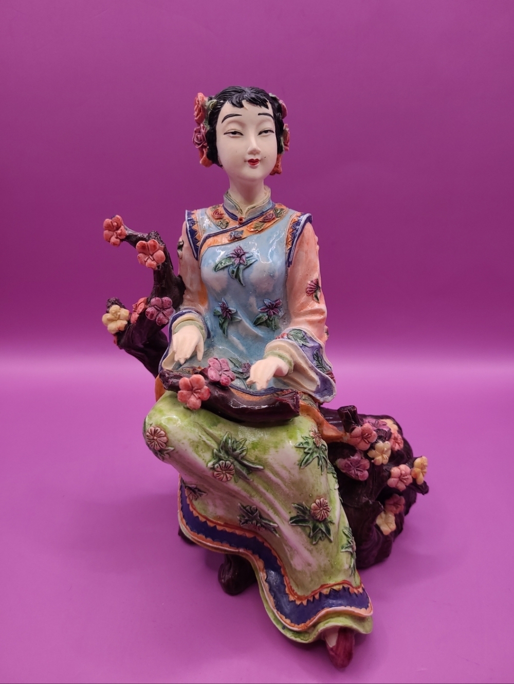 Chinese Porcelain Figurine, Shi Wan Lady with Cherry Blossoms Seymour Mann READ